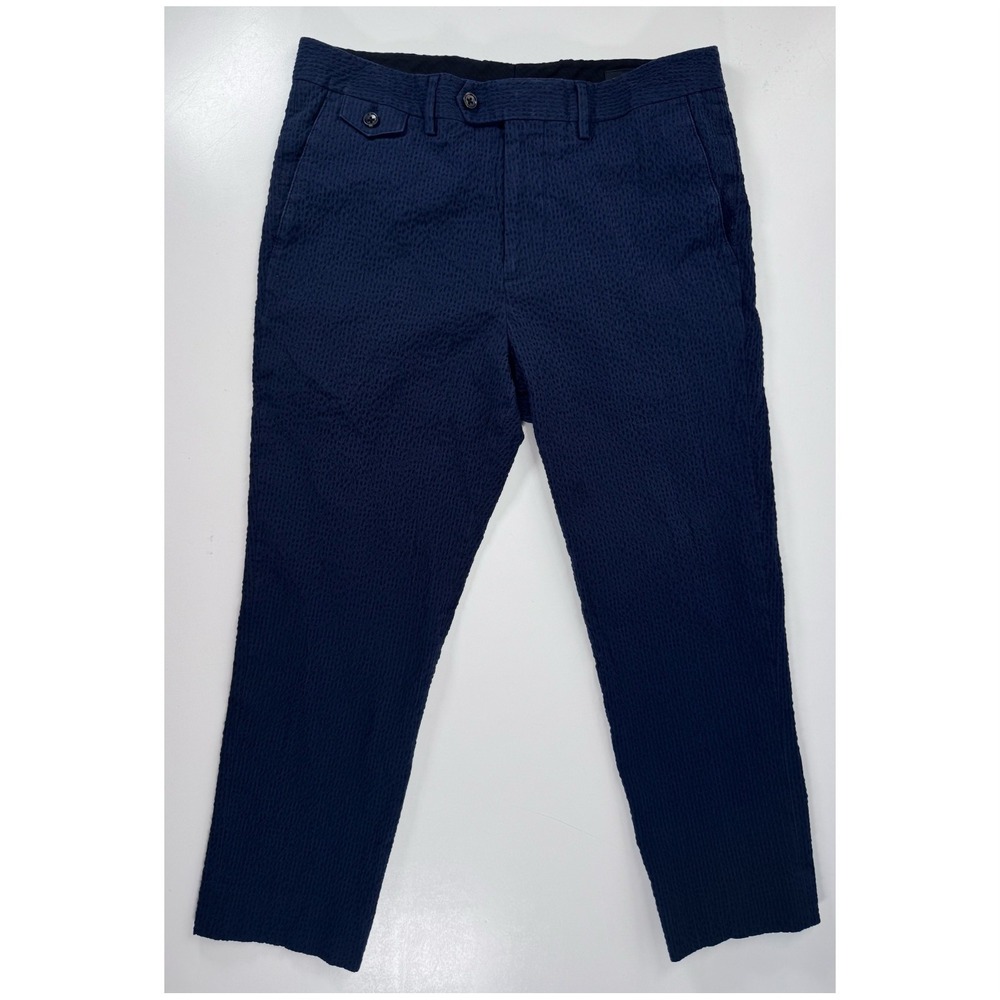 BONOBOS Seersucker Pants‎ Mens 33x24 *Hemmed Italian Fabric Tailored Fit Blue